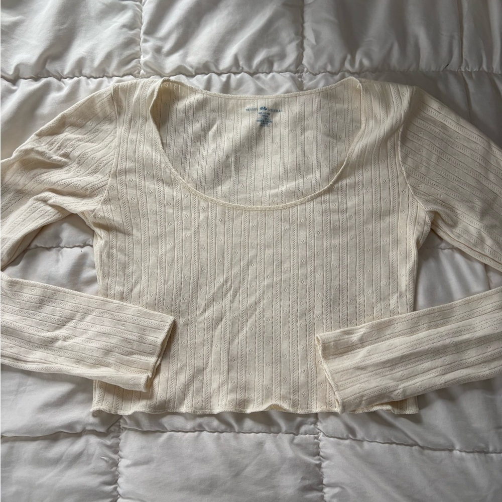 Brandy Melville Cream Ribbed Crop Top
